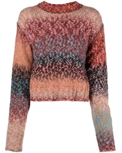 Acne Studios Patterned-intarsia Round-neck Jumper - Pink