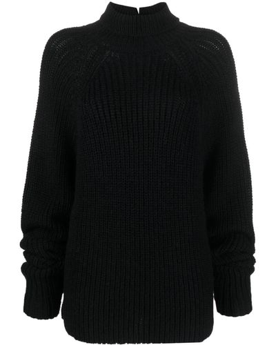 Quira Roll-neck Chunky-knit Oversized Jumper - Black