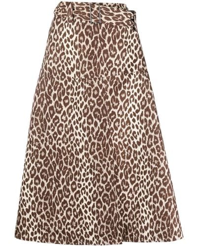 Jil Sander Leopard-print Midi Skirt - Natural