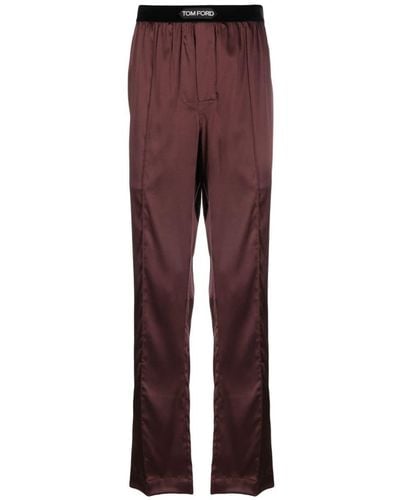 Tom Ford Logo-waistband Silk Pyjama Botton - Purple