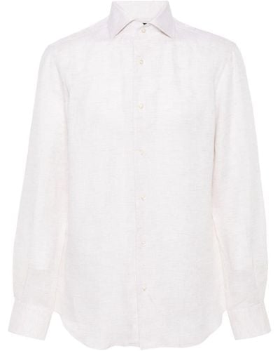 BOGGI Mélange-effect Linen Shirt - White