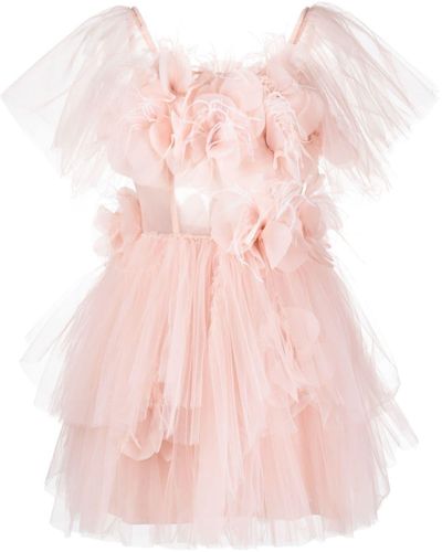 Loulou Appliqué-detail Ruffled Minidress - Pink
