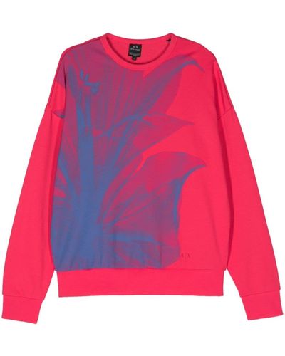 Armani Exchange Sweatshirt mit abstraktem Print - Rot