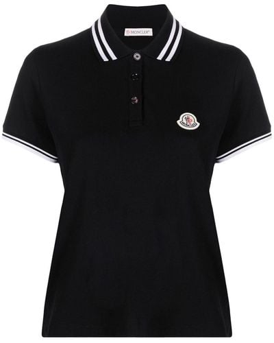 Moncler Polo Shirt With Striped Details - Black