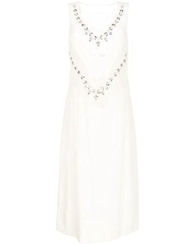 Simone Rocha Crystal-embellished Silk-panelled Shirt-dress - White