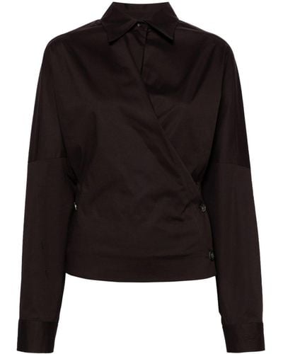 Philosophy Di Lorenzo Serafini Wrap-design Cotton Shirt - Black
