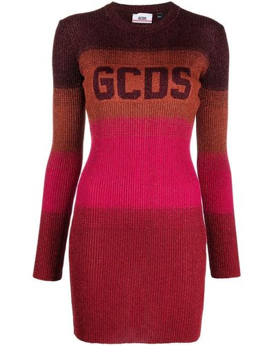 Gcds Wide-stripe-pattern Mini Dress - Red