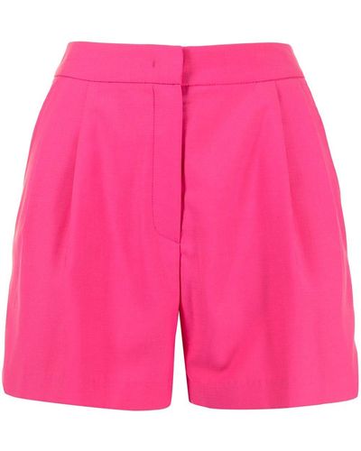Pushbutton Pleat-detail Shorts - Pink