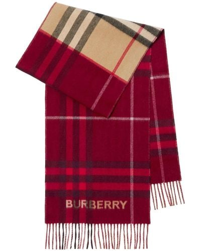 Burberry Vintage Check Fringe-detailing Scarf - Red