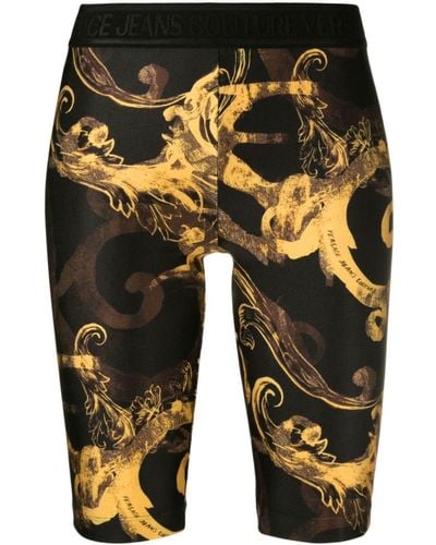 Versace Shorts con estampado Watercolour Baroque - Amarillo