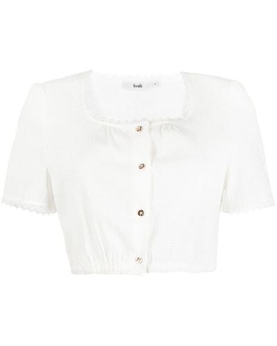 B+ AB Scalloped Cropped Top - White