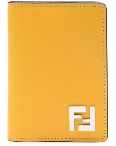 Fendi Ff Squared Leather Cardholder - Yellow