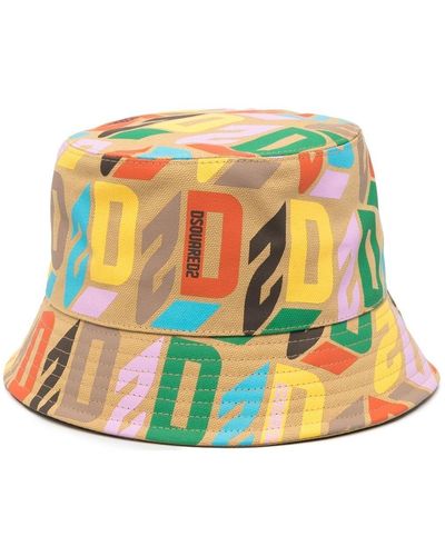 DSquared² Cappello bucket con stampa - Marrone