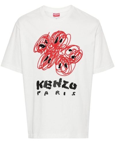 KENZO Camiseta Drawn Varsity - Blanco