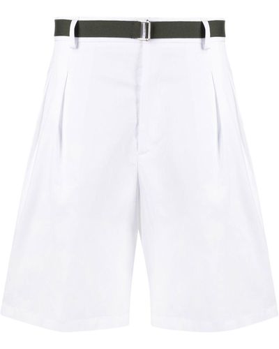Low Brand Geplooide Bermuda Shorts - Wit