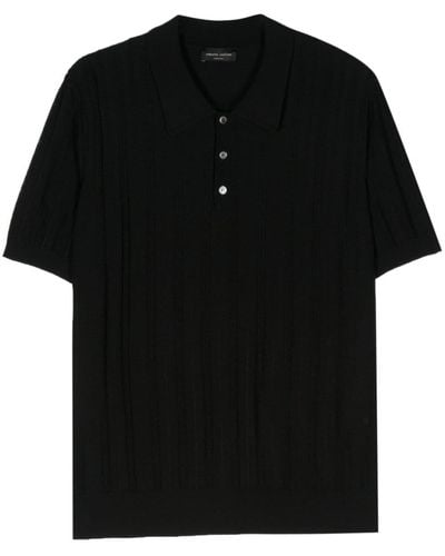 Roberto Collina Short-sleeve Knitted Polo Shirt - Black