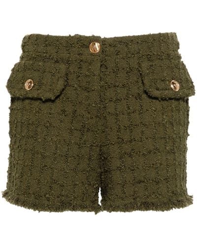 Versace Button-embellished Tweed Shorts - Green