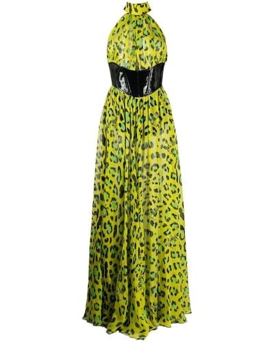Philipp Plein Leopard-print Halterneck Dress - Green