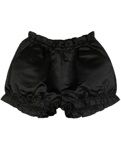 Cynthia Rowley Ruffle-edge Satin Bloomer Shorts - Black