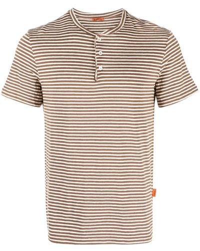 Barena Stripe-print Band-collar T-shirt - White