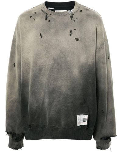 Maison Mihara Yasuhiro Faded-effect Distressed Cotton Sweatshirt - Grey