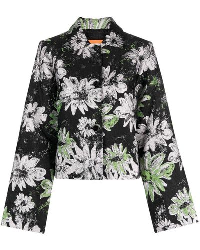 Stine Goya Kiana Glitter Bloom-print Jacket - Black