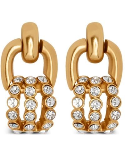 Oscar de la Renta Pave Link Crystal-embellished Earrings - Metallic
