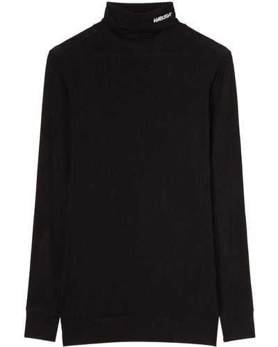 Ambush Logo-embroidered Roll-neck Jersey - Black