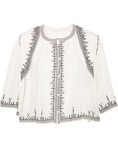 Isabel Marant Embroidered-design Cotton Blouse - White