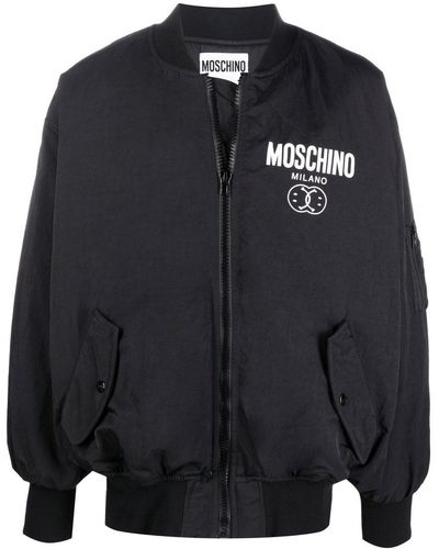 Moschino Veste bomber à logo imprimé - Noir