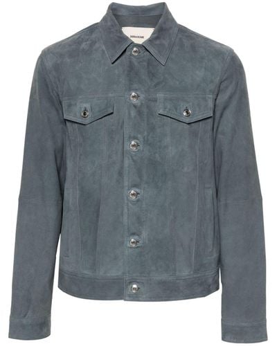 Zadig & Voltaire Hemdjacke aus Wildleder - Blau