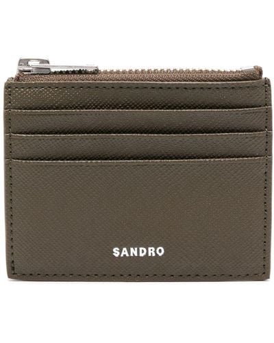 Sandro Porte-cartes en cuir - Gris