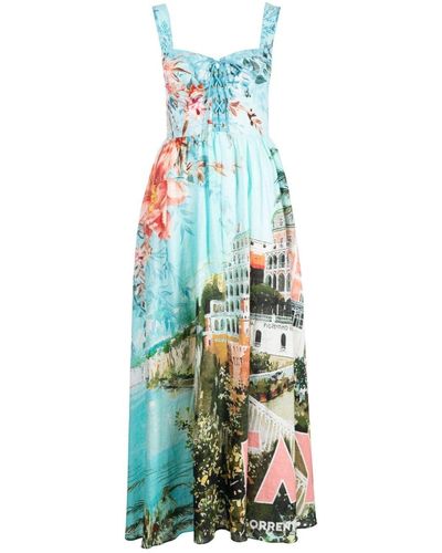 Camilla Kleid aus Bio-Baumwolle mit grafischem Print - Blau
