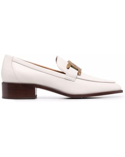 Tod's Logo-Plaque Leather Loafers - White