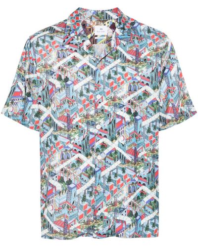 PS by Paul Smith T-shirt Met Print - Blauw