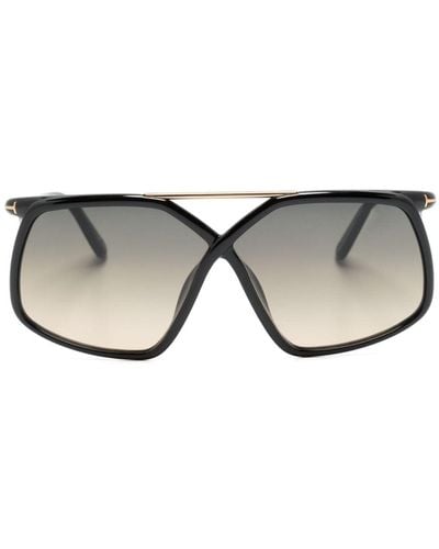 Tom Ford Sonnenbrille mit Oversized-Gestell - Schwarz