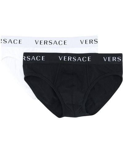 Versace Lot de deux slips à logo - Noir