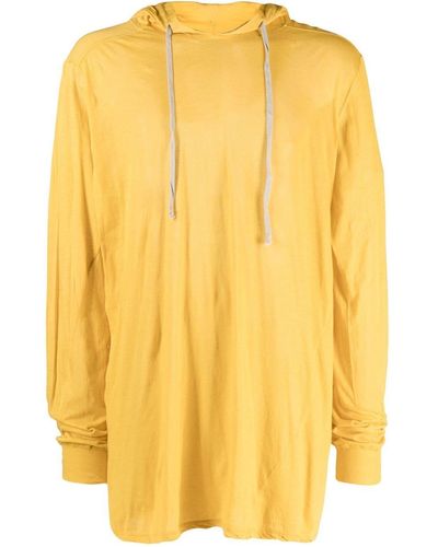 Rick Owens Longline Cotton Hoodie - Yellow