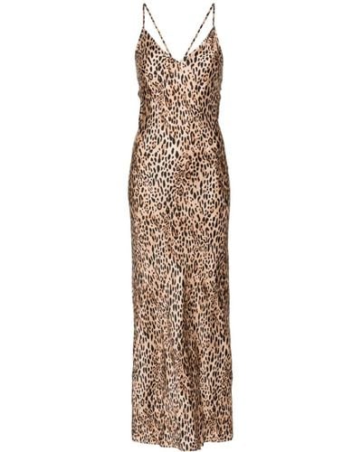 Mc2 Saint Barth Eydis Leopard-print Slip Maxi Dress - Natural