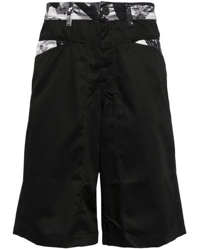 Versace Magazine Cotton Shorts - Black