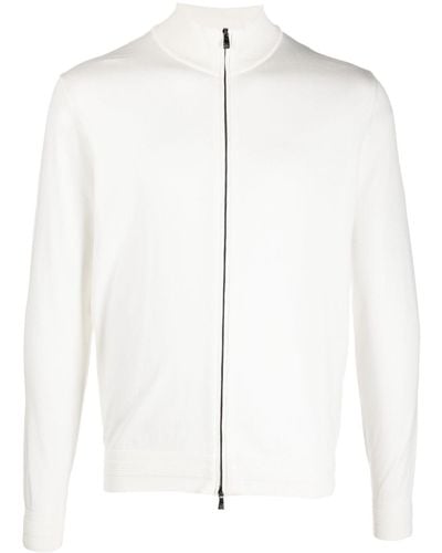 Corneliani Fine-knit Zip-up Cardigan - White