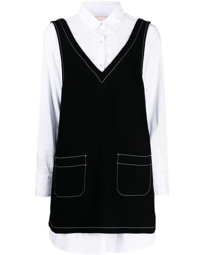 Cinq À Sept Robe-chemise Catilina mini à design superposé - Noir