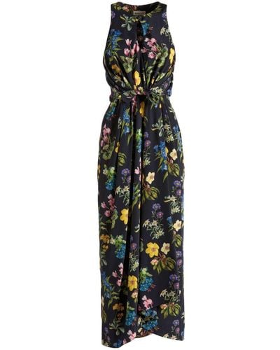 Bally Floral-print Silk Midi Dress - Zwart