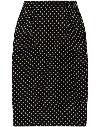 Saint Laurent Polka Dot Pattern Skirt - Black