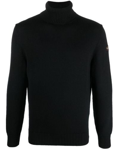 Paul & Shark Logo-patch Roll Neck Sweater - Black