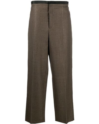 Maison Margiela Wool Check Straight Pants - Brown