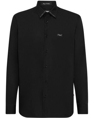 Philipp Plein Stud-detailing Poplin Shirt - Black