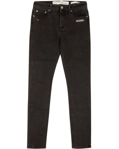 Off-White c/o Virgil Abloh Graphic-thread Slim-fit Jeans - Black