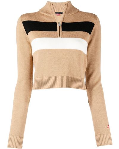 Perfect Moment Ribbed Wool Zip Up Sweater - Blue