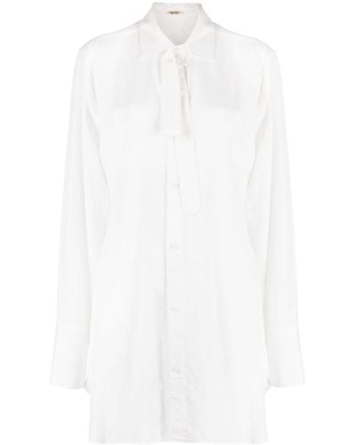 Yohji Yamamoto Camisa con lazo en el cuello - Blanco